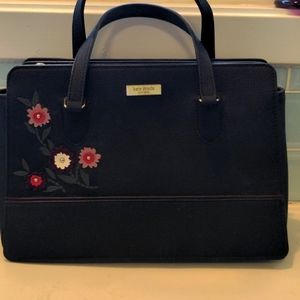 Kate Spade black with flower embroidery handbag